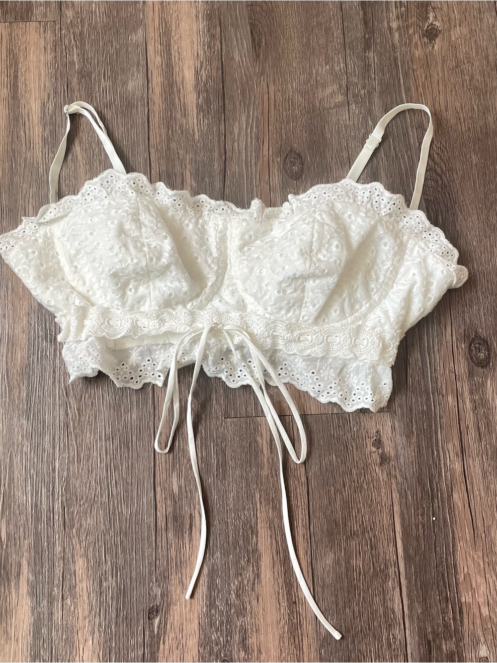 House of CB White Broderie Anglaise Cotton 'Federica' Bralette Top